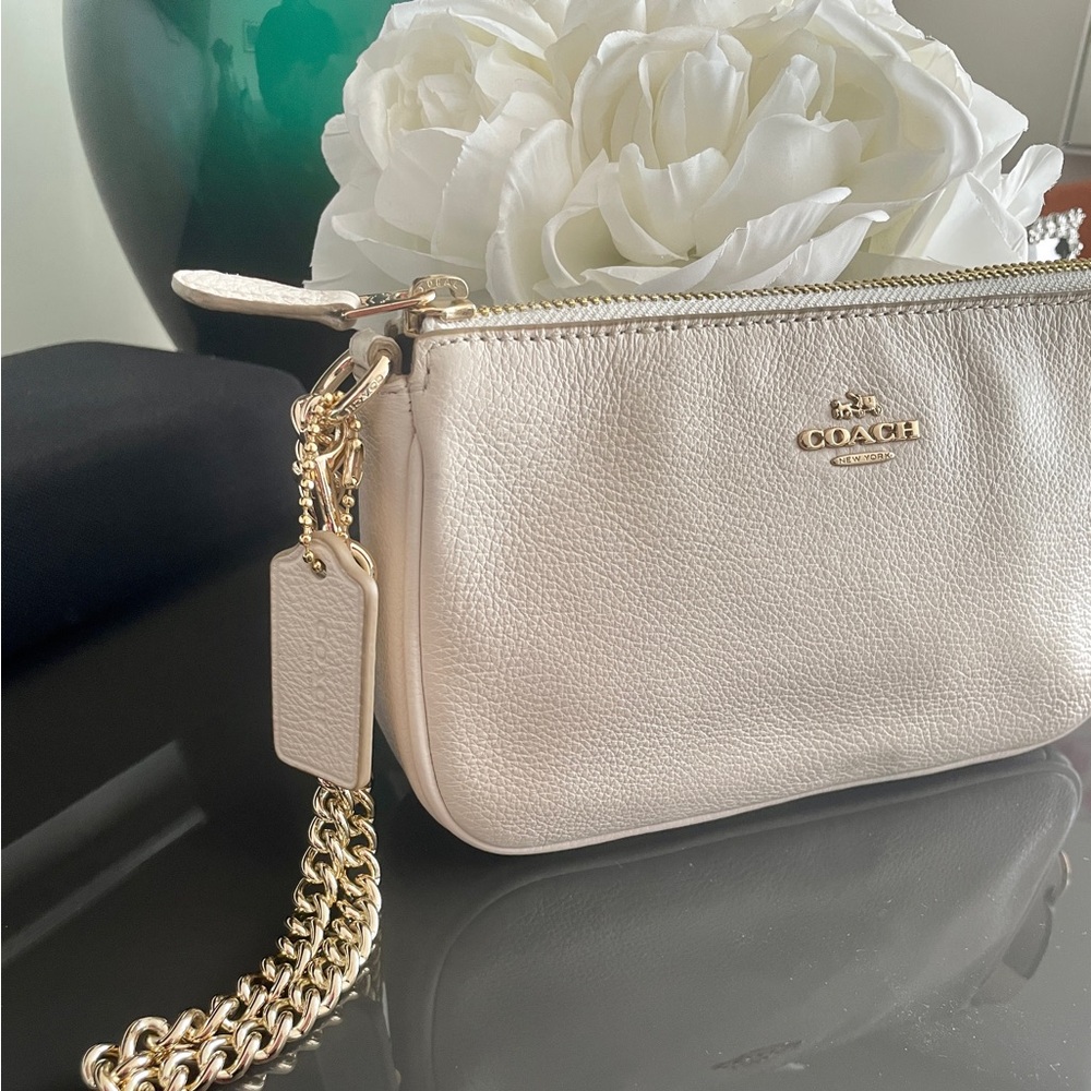 COACH Nolita Pebble Leather Wristlet w/ Chain Strap